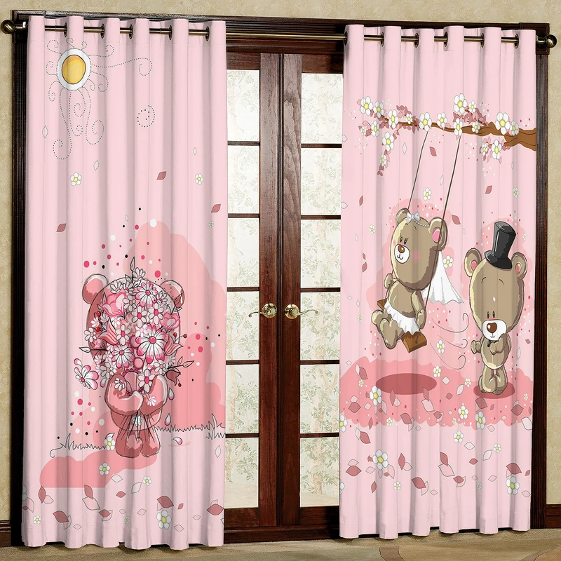 پرده مدل خرس و تاب هازان پانچی کد 1177a  سایز 140x200 سانتی متر