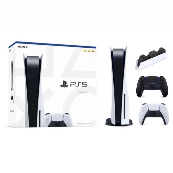 مجموعه کنسول بازی سونی مدل PlayStation 5 disck ظرفیت 825 گیگابایت ریجن 1216A  به همراه دسته اضافه و استند شارژ