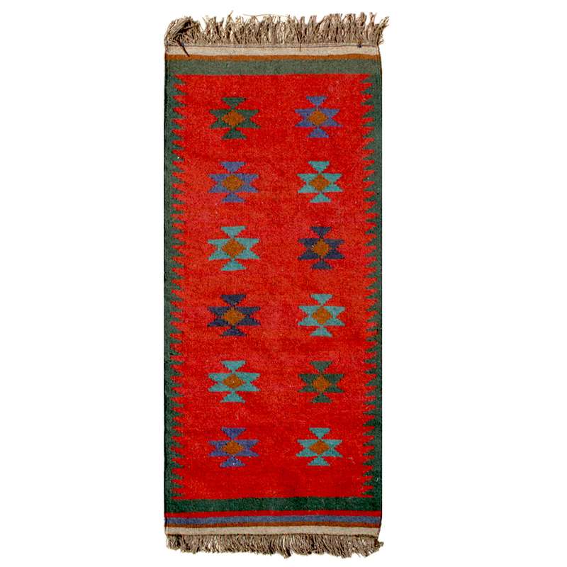 گلیم دستبافت کناره طول دو متر مدل قشقایی کد GH00036