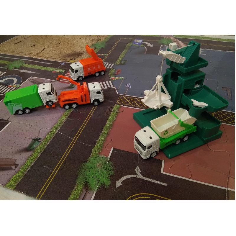 کیت ماشین بازی مدل کامیون و برج مصالح ساختمانی