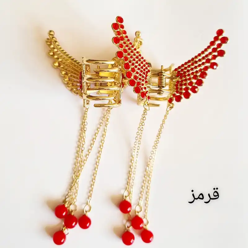 کلیپس مو زنانه مدل بال فرشته نگین‌دار مجلسی کد brg 300