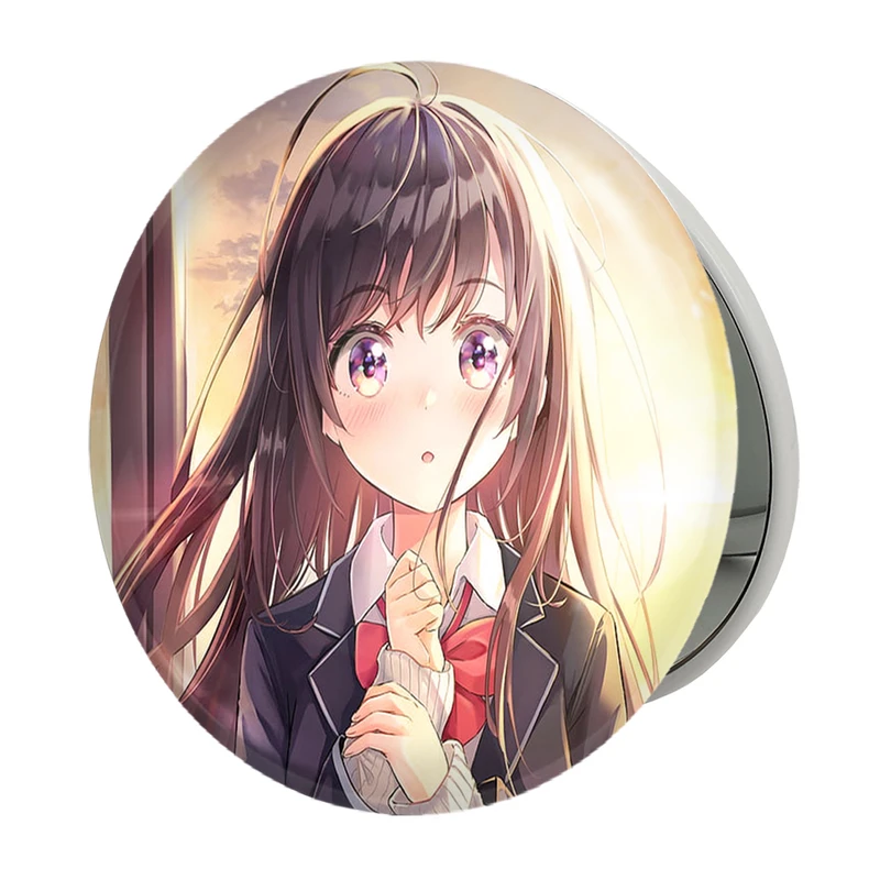 آینه جیبی خندالو طرح دختر انیمه ای مدل تاشو کد 18056 