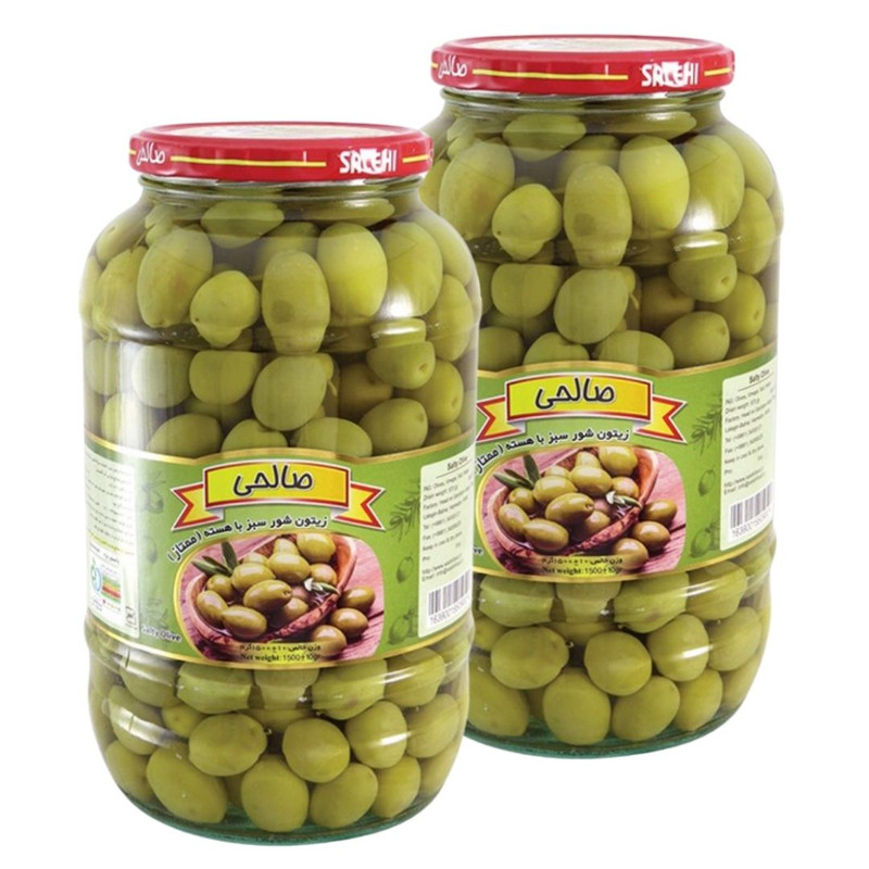 زیتون شور سبز هسته دار صالحی - 1300 گرم مجموعه 2 عددی