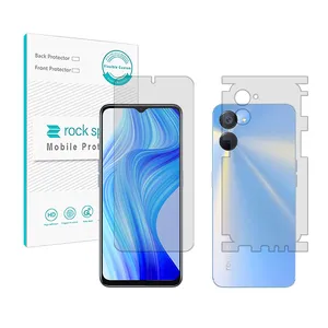 Rockspace HyGEL model clear screen protector suitable for Realme V20 mobile phone along with the phone back protector
