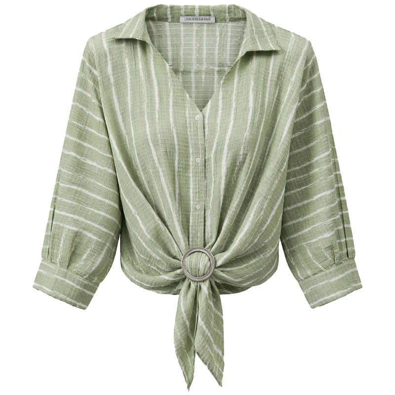 کراپ شومیز آستین بلند یقه برگردان زنانه مدل لوسیا کد 6