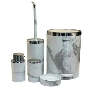 ست سرویس بهداشتی 5 تکه هارمونی مدل روشا طرح سنگ کروم