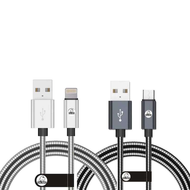 کابل تبدیل USB به MicroUSB کینگ کونگ مدل KING-PUR22 طول 1 متر به همراه کابل تبدیل USB به لایتنینگ