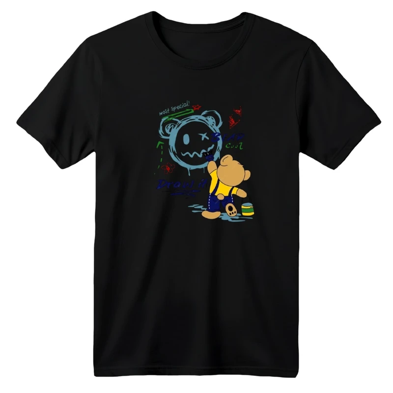 تی شرت آستین کوتاه  یقه گرد بچگانه مدل تدی نقاش