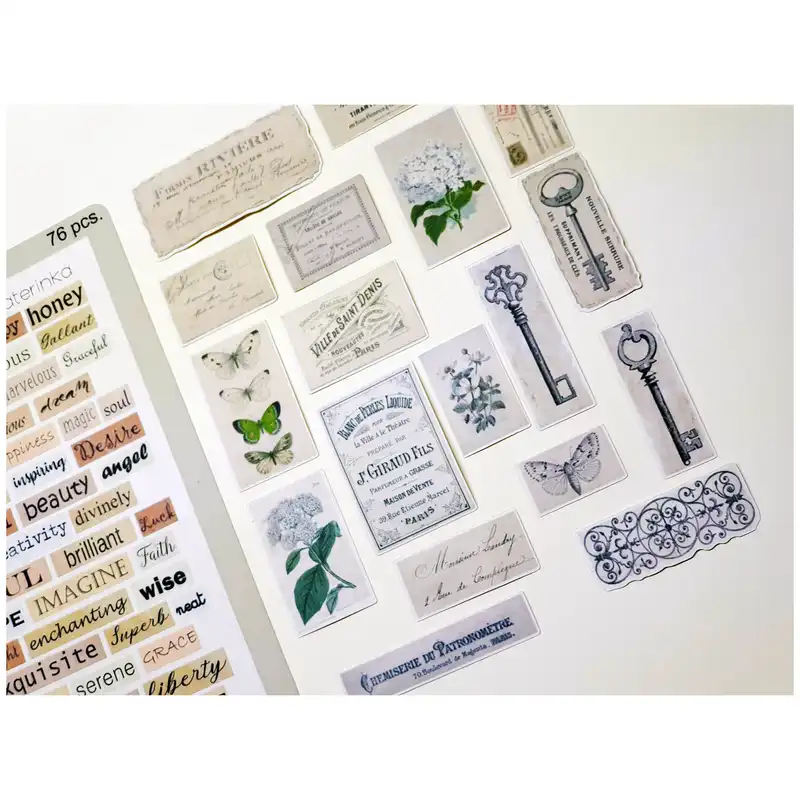 برچسب کاترینکا طرح برش خورده بولت ژورنال و اسکرپ بوک مدل Peaceful vintage بسته 76 عددی