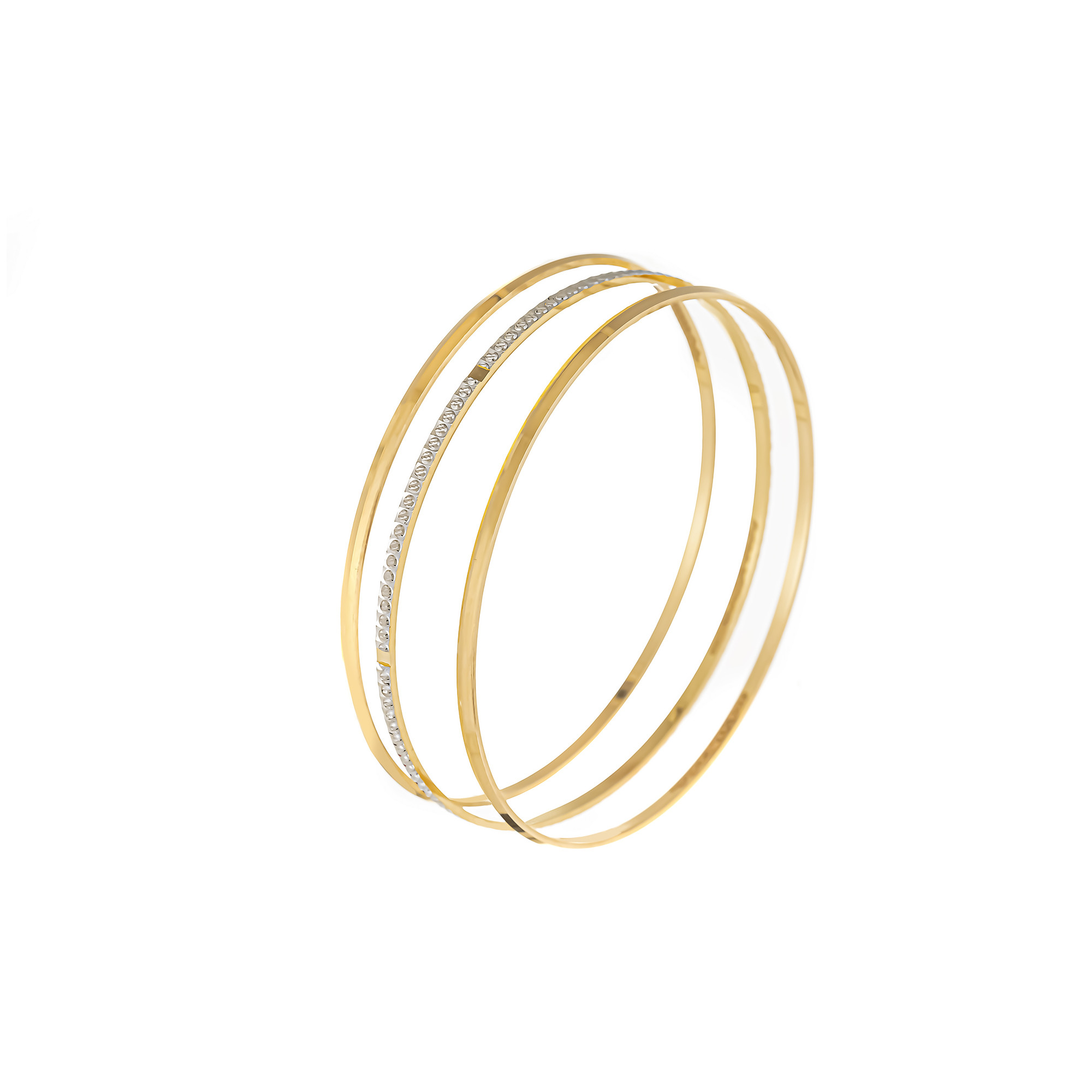 النگو طلا 18 عیار زنانه مدل DGBA1-17d طرح مفتولی و تراش مجموعه 3 عددی