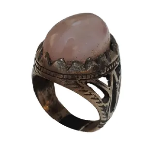 انگشتر نقره مردانه مدل عقیق کارنلیان آفریقا مون استون AKAME2114