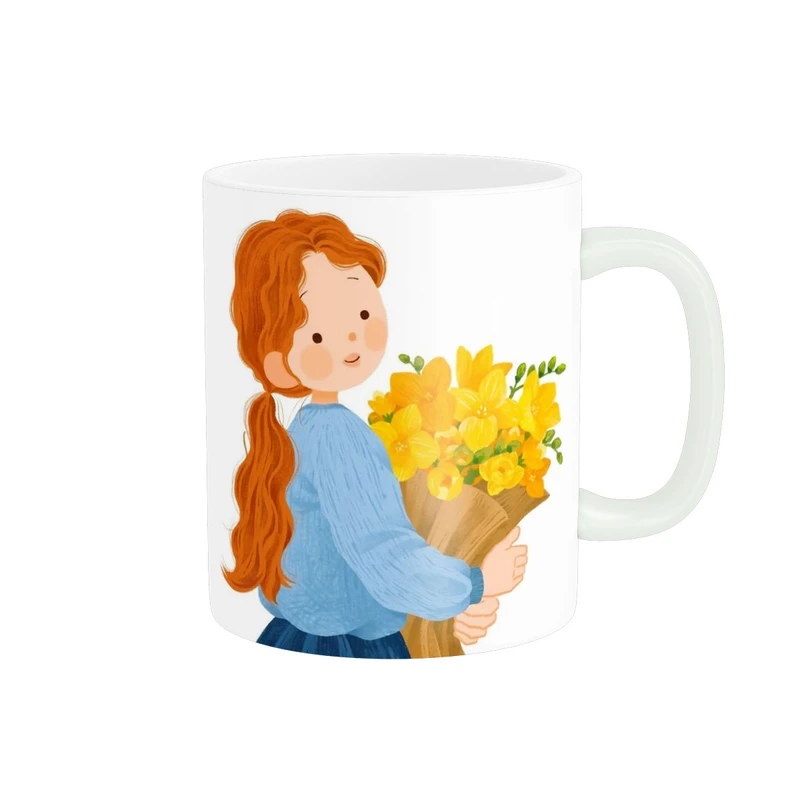 ماگ پاد آفرین مدل دخترونه فانتزی دسته گل کد 2259