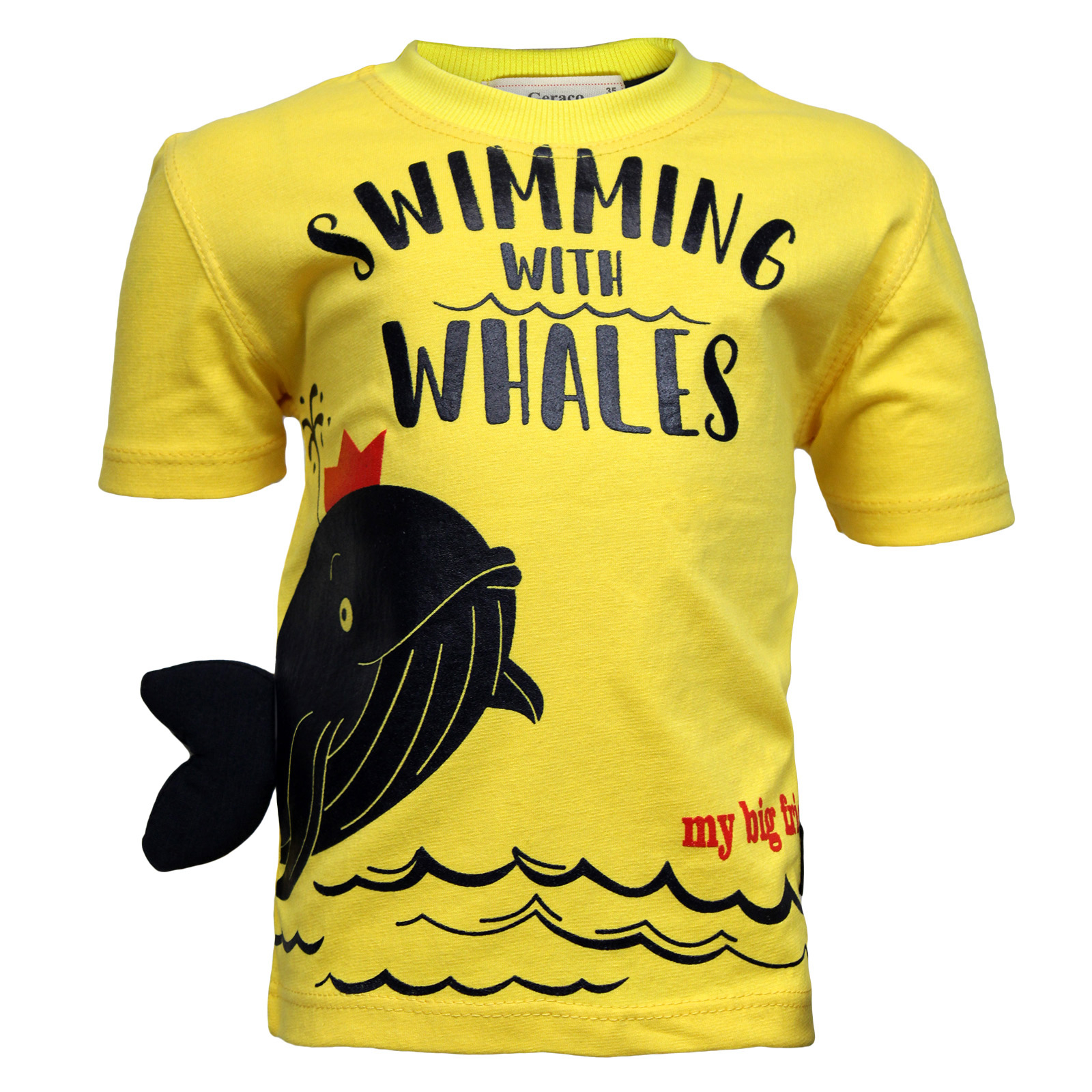 ست تی شرت و شلوارک پسرانه مدل whale رنگ زرد