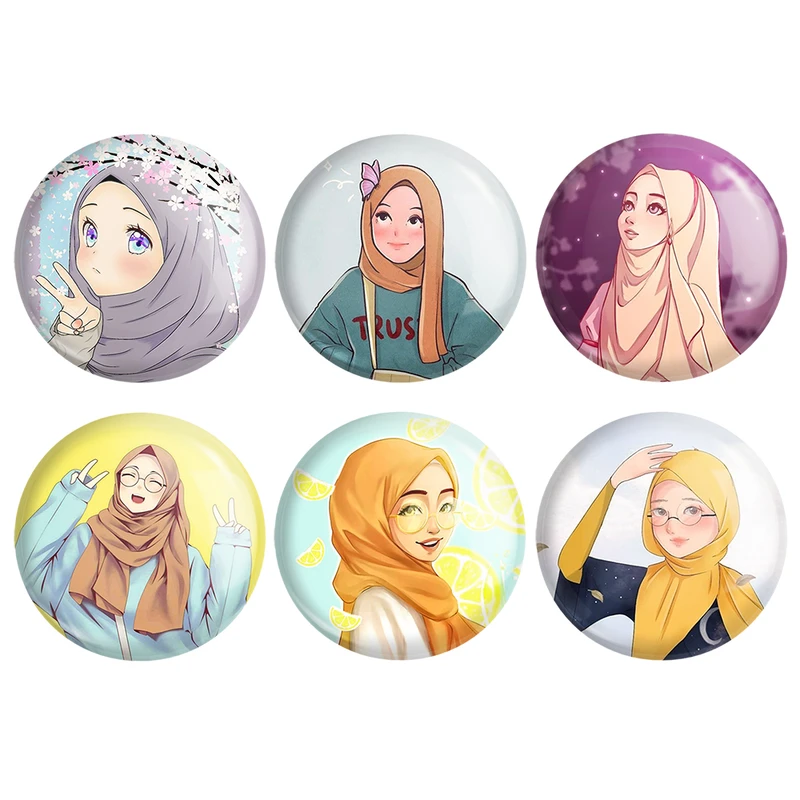 مگنت خندالو طرح دخترانه باحجاب کد 1667A مجموعه 6 عددی