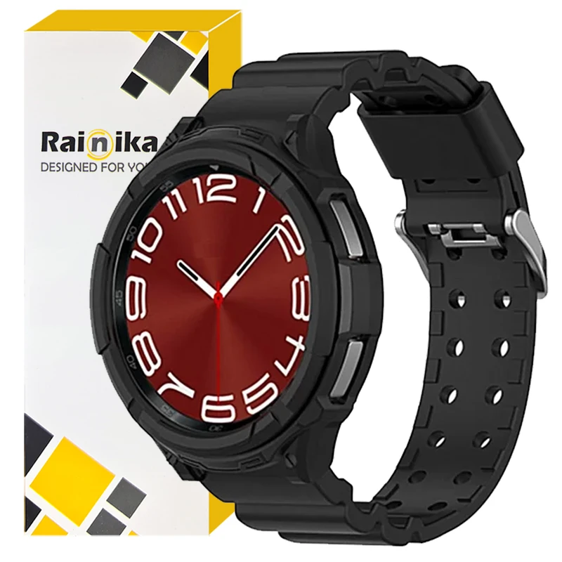 بند رینیکا مدل Watch 6 Armor مناسب برای ساعت هوشمند سامسونگ Galaxy Watch 6 Classic 47mm به همراه کاور  و بزل