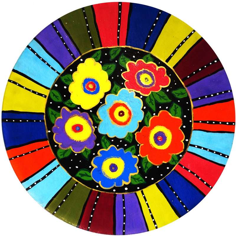 بشقاب دیوارکوب سفالی طرح شاد