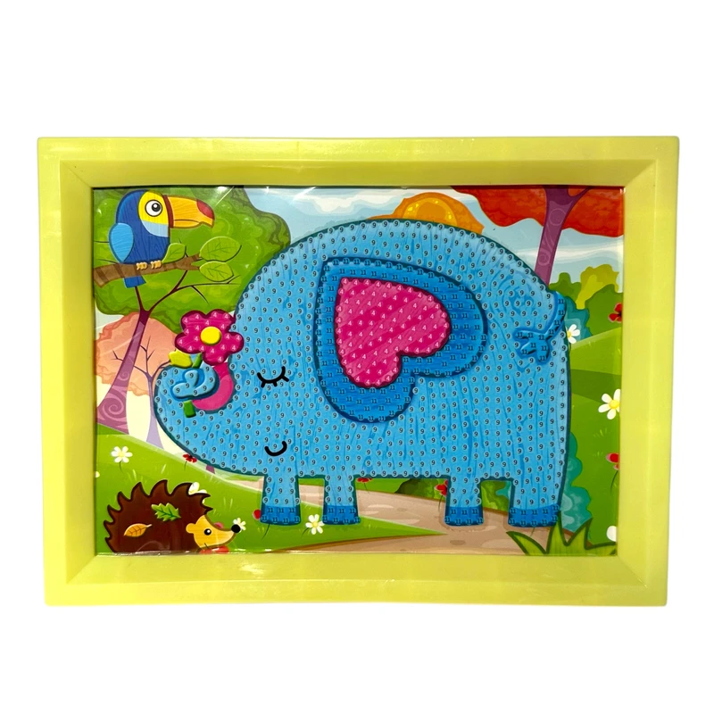 بازی آموزشی مدل ساخت تابلو نقاشی الماسی قاب دار طرح فیل