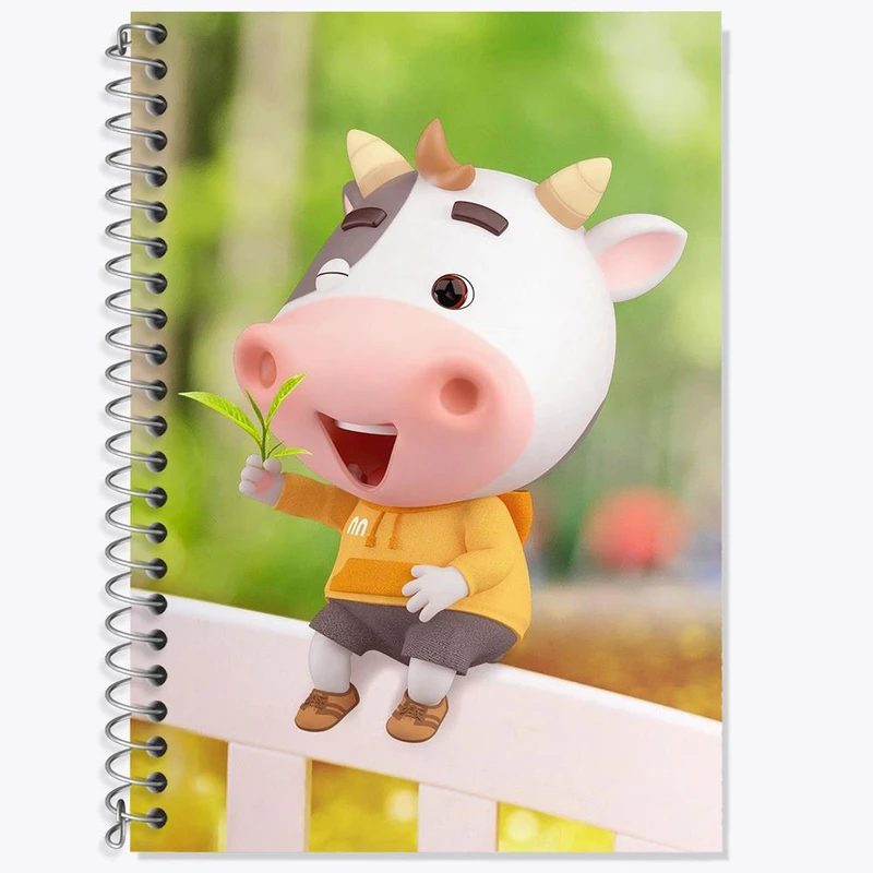 دفتر زبان 50 برگ خندالو مدل دو خط طرح گاو کد 3402