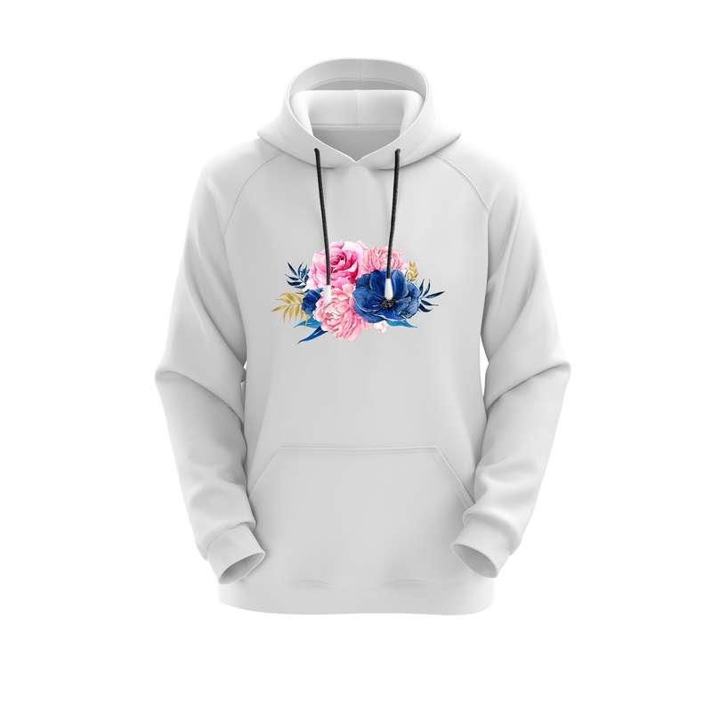 هودی زنانه مدل گل کد E57 رنگ سفید