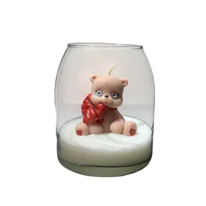 شمع لیوانی مدل خرس پاپیونی