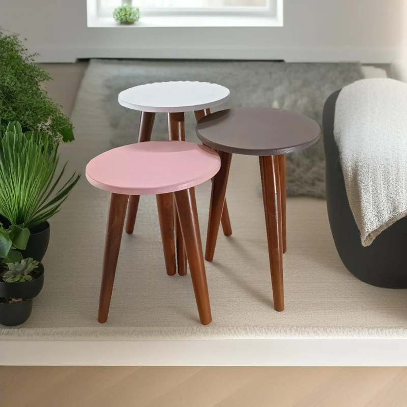 میز عسلی مدل لیون 323 کد 64 مجموعه سه عددی