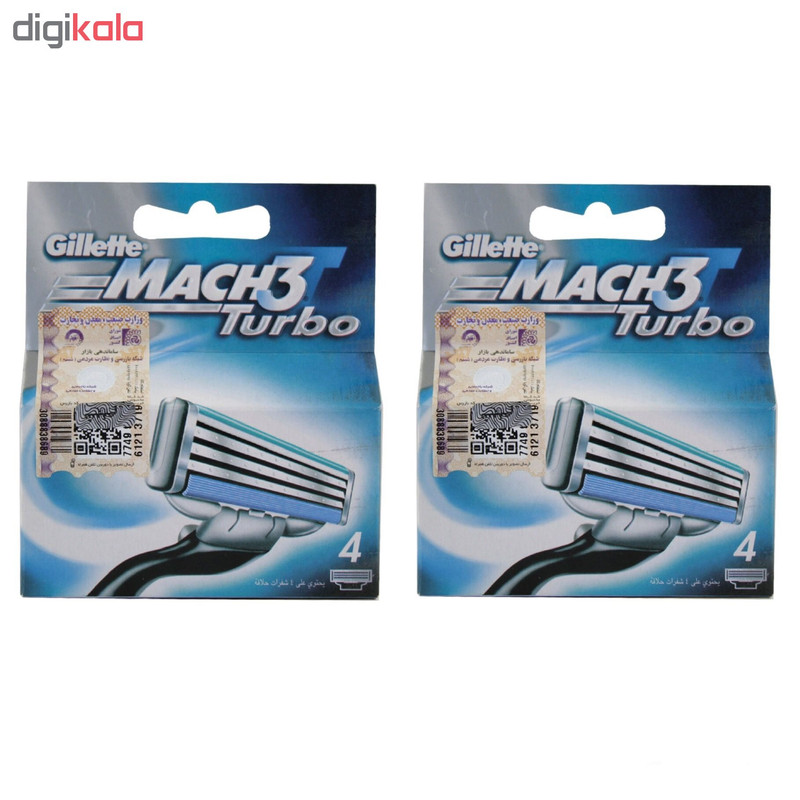 تیغ یدک ژیلت اورجینال لیبل دار مدل Mach 3 Turbo مجموعه ۲ عددی تیغ یدک ژیلت اورجینال لیبل دار مدل Mach 3 Turbo مجموعه ۲ عددی