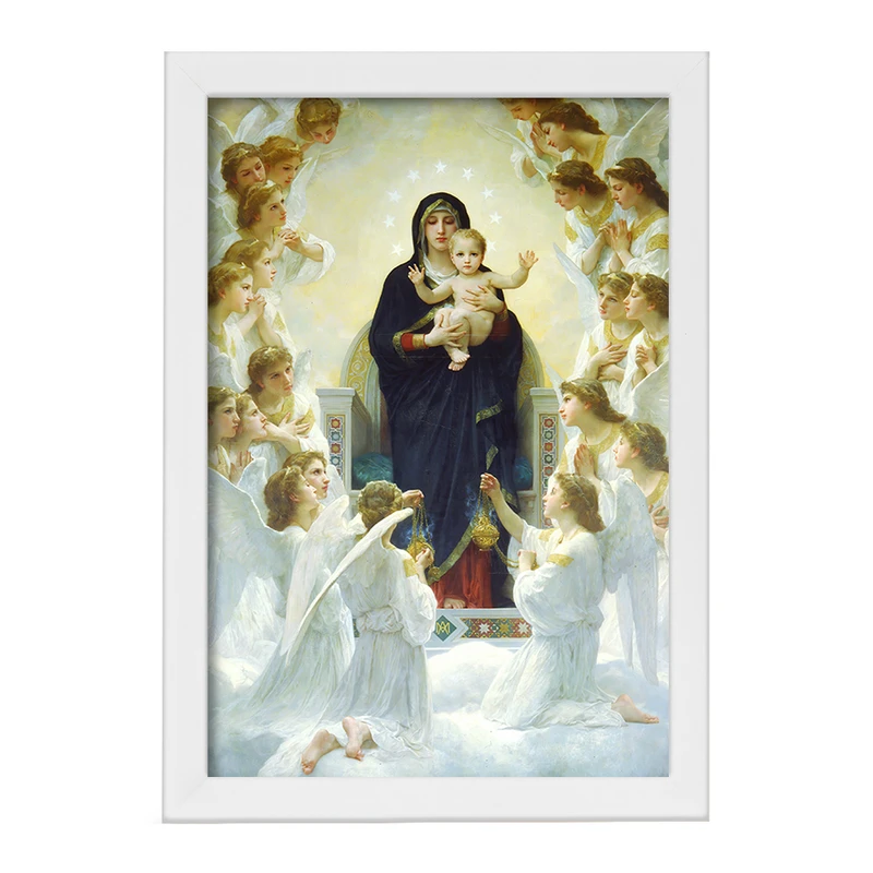 تابلو خندالو مدل نقاشی باکره با فرشتگان اثر ویلیام بوگرو کد F12209