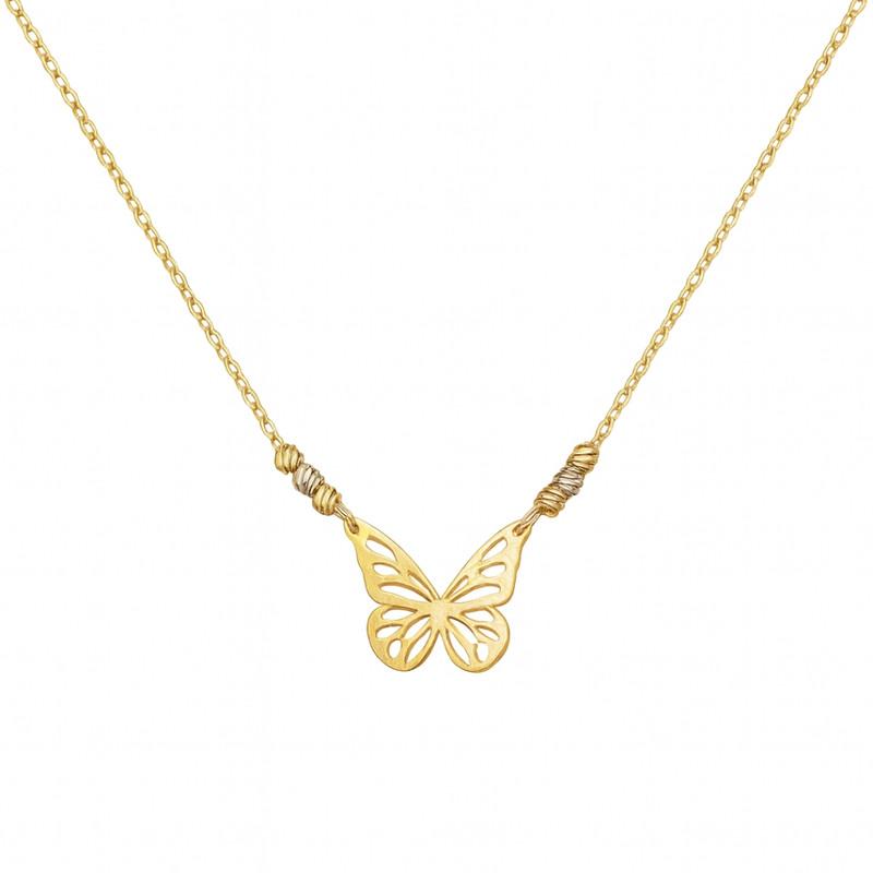 گردنبند طلا 18 عیار زنانه با زنجیر بندی نوا گلد مدل پروانه کد PR3