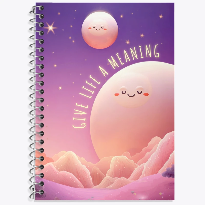 دفتر زبان 50 برگ خندالو مدل سه خط طرح Give Life A Meaning کد N2352