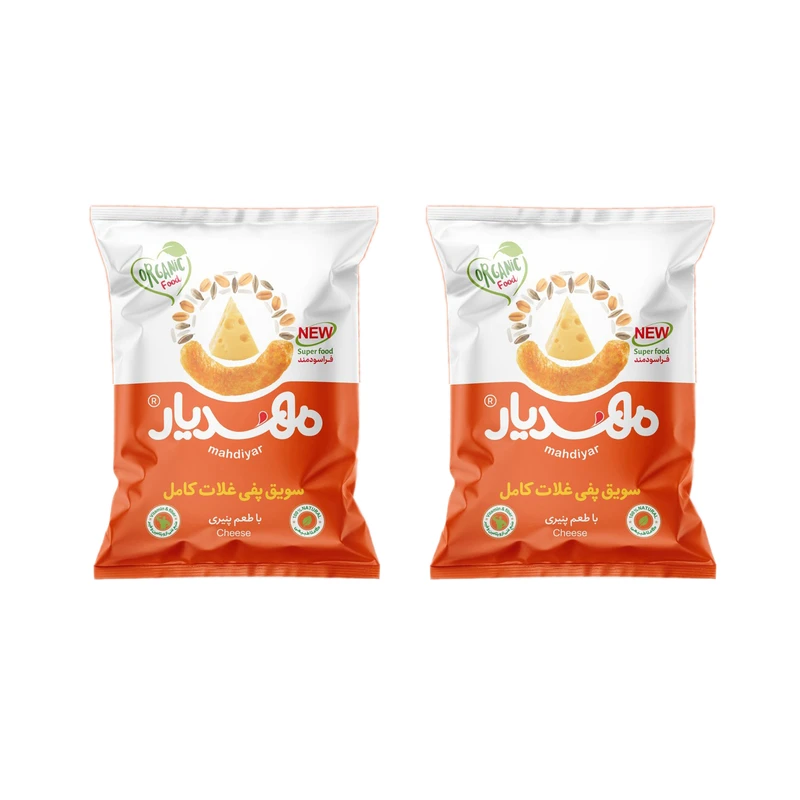 اسنک سویق پفی پنیری مهدیار - 50 گرم بسته 2 عددی