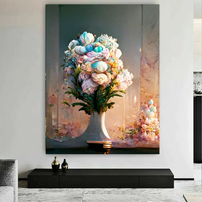 تابلو بوم طرح گلدان مدل گل های باطراوت کد BK24137