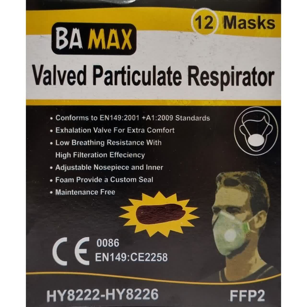 ماسک ایمنی مدل سوپاپدار 5لایه BAMAX بسته 12 عددی