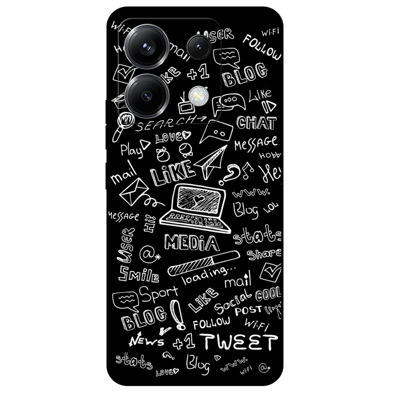 کاور مگافون طرح رسانه های اجتماعی مدل 1898 مناسب برای گوشی موبایل شیائومی Redmi Note 13 Pro 5G