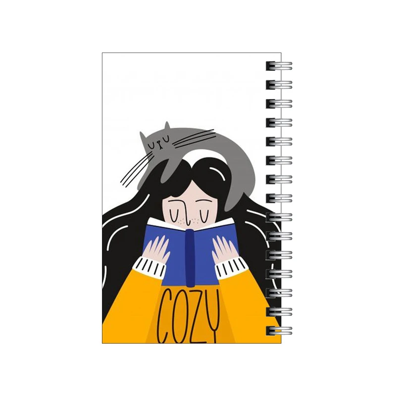 دفترچه یادداشت مدل to do list طرح دختر و گربه خاکستری و کتاب کد 6063734