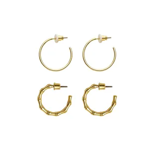 گوشواره میخی زنانه آی ام مدل حلقه ای و پیچ 5903 مجموعه 2 عددی