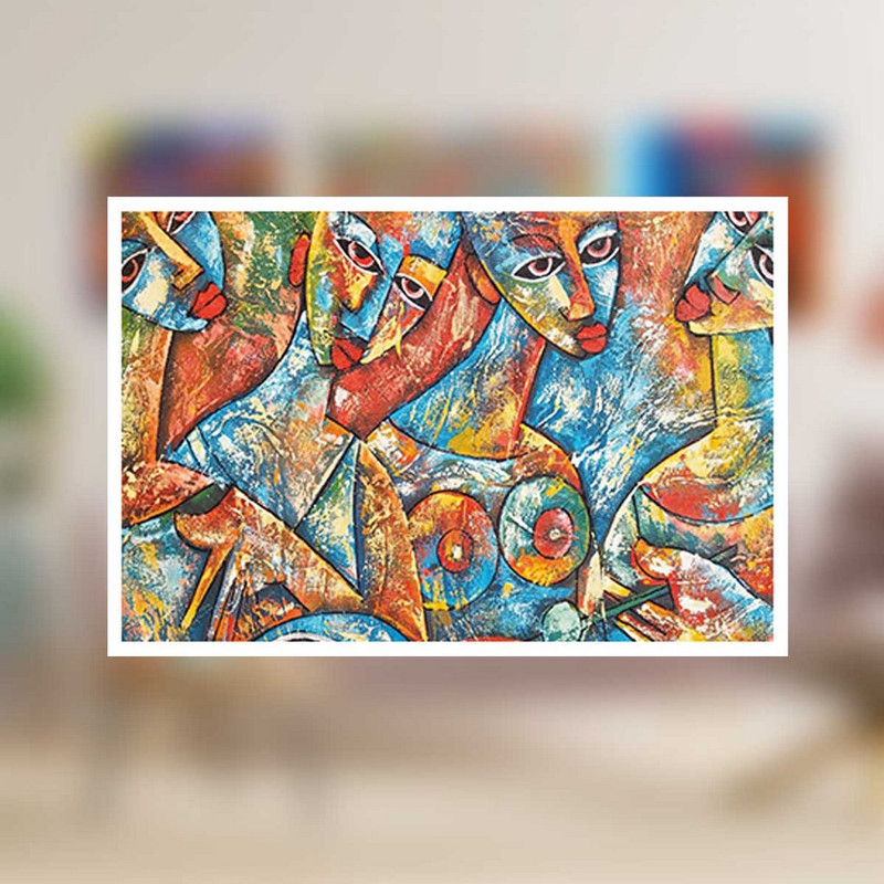 تابلو بکلیت طرح نقاشی مدرن مدل شاین اکلیلی W-787 مجموعه 3 عددی