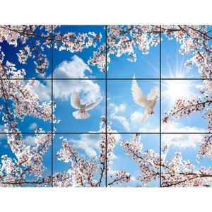 تایل سقفی آسمان مجازی طرح پرواز کبوتر کد 775 سایز 60x60 سانتی متر مجموعه 12 عددی