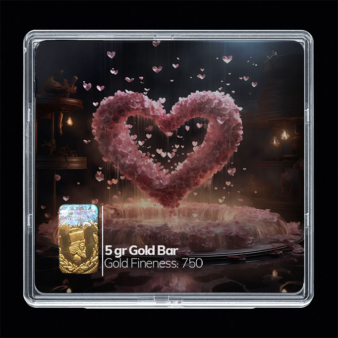 شمش طلا 18 عیار مدوپد مدل قلب صورتی کد SG10302