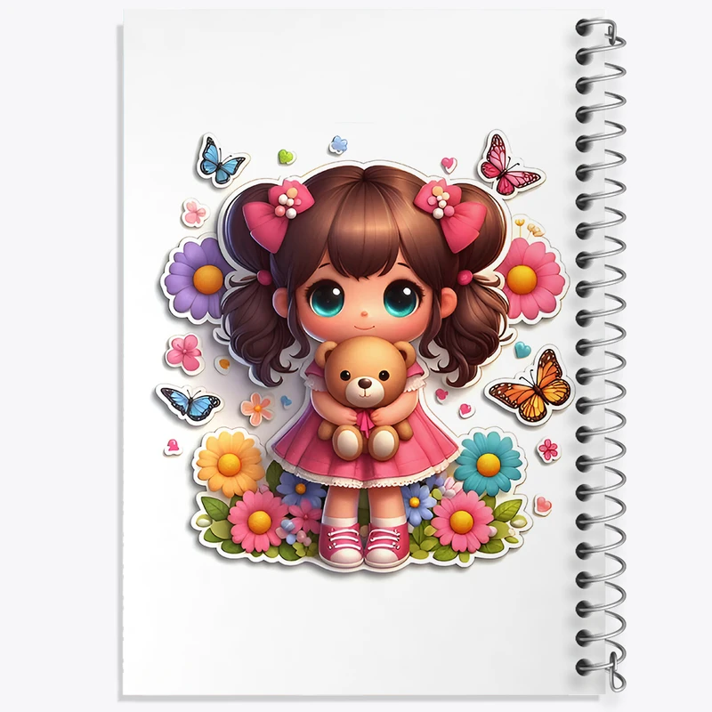 دفتر مشق 50 برگ خندالو طرح دخترانه کیوت کد N5778