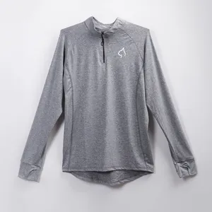 تی شرت ورزشی مردانه مدل نیم زیپ ترینینگ رنگ طوسی