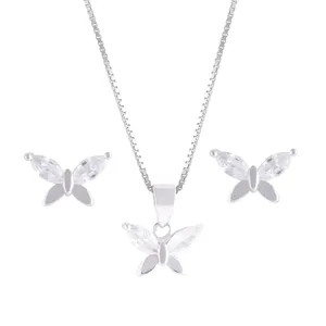 نیم ست نقره زنانه مدل پروانه کد M1215