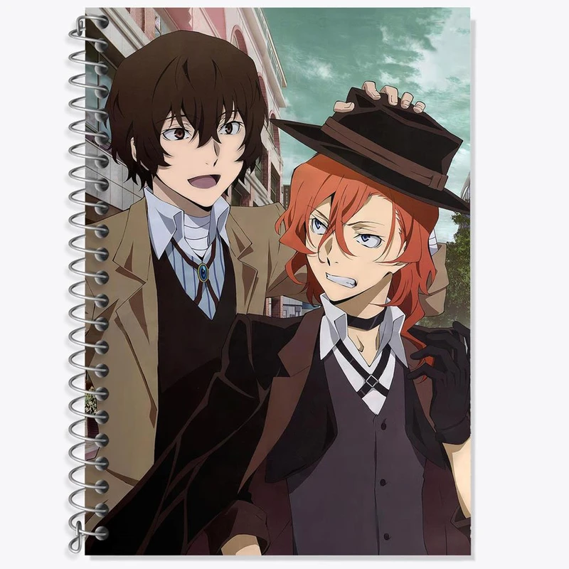 دفتر زبان 50 برگ خندالو مدل دو خط طرح دازای اوسامو انیمه سگ های ولگرد بانگو کد 13674