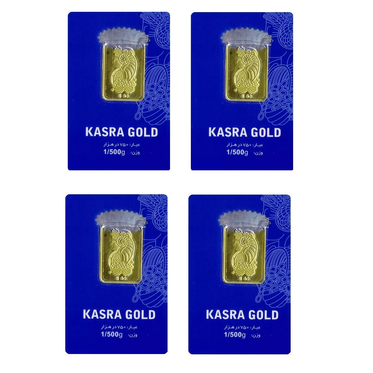 شمش طلا 18 عیار گالری طلای نجفپور مدل K-6 بسته چهار عددی