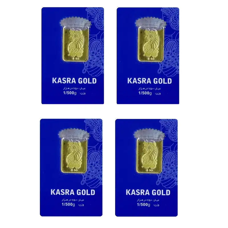 شمش طلا 18 عیار گالری طلای نجفپور مدل K-6 بسته چهار عددی