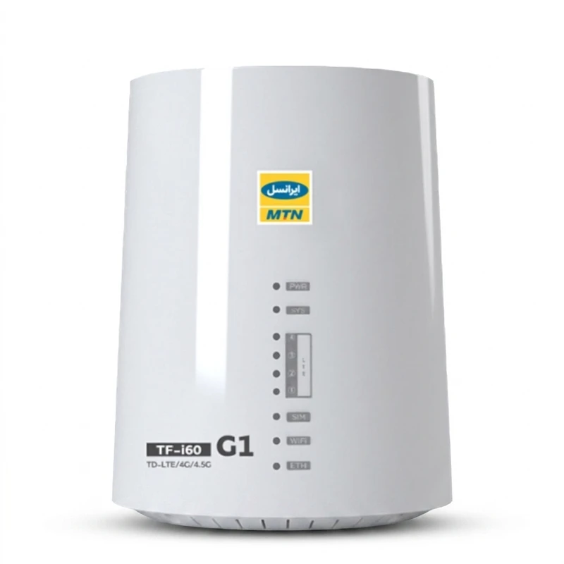 مودم رومیزی ایرانسل مدل tf-i60 g1 با پشتیبانی از td-lte، 4g و 4.5g، سرعت دانلود 300 مگابیت بر ثانیه، اتصال هم زمان 32 کاربر، دو سیم کارت و آنتن mimo 4×4 همراه با بسته اینترنت 300 گیگابایت 6 ماهه