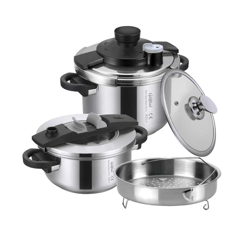 زودپز دوقلو جی فی نی مدل NEW-G02 گنجایش 6و 4 لیتر زودپز دوقلو جی فی نی مدل NEW-G02 گنجایش 6و 4 لیتر