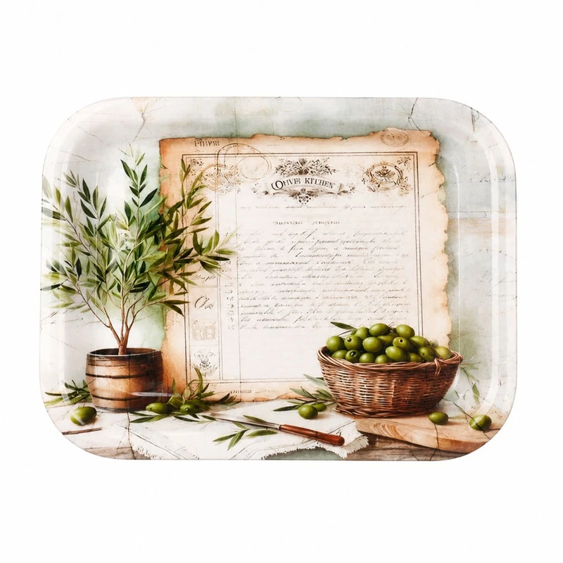 سینی بدون دسته مدل 7770 زیتون سایز 20×26 سانتی متر