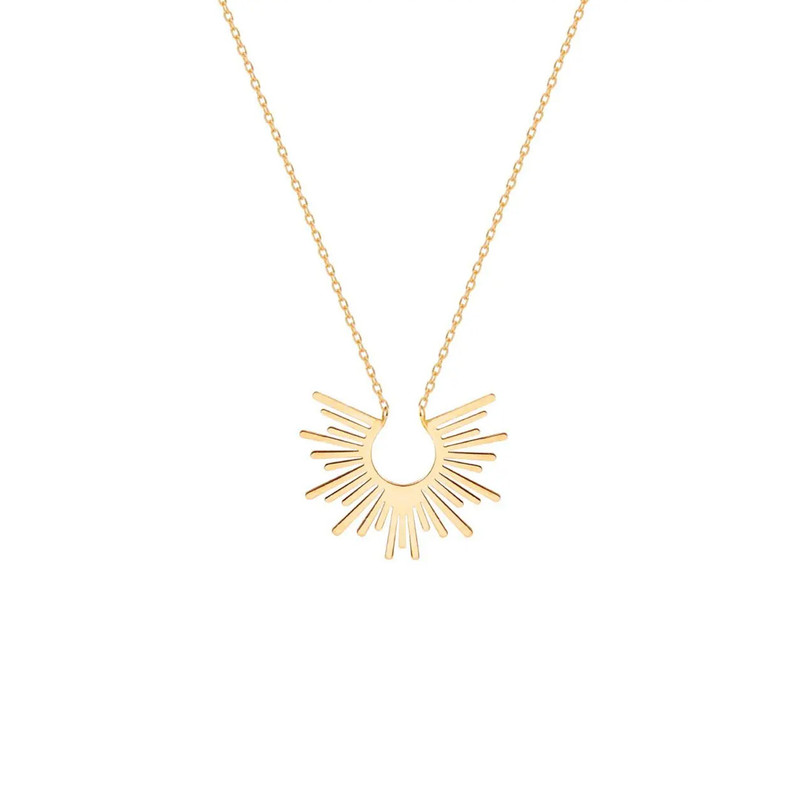 گردنبند طلا 18 عیار زنانه با طرح حلقهای (فلامینگو) گالری قو طلایی مدل خورشید نیمه