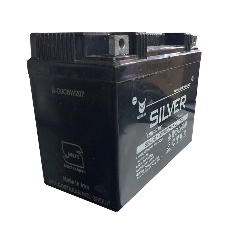 عکس شماره 2 : باتری موتورسیکلت سیلور مدل 12n7-3b mf 12v-7ah