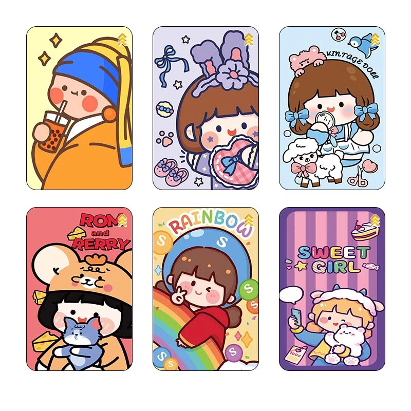 استيکر کارت کارنيکا طرح دختر خندون کد 70039 مجموعه 6 عددی